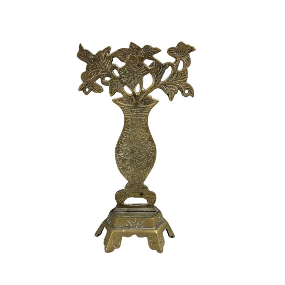 Brass Bell Stand Floral Vase Vintage Figurine – Made in China – 6 3/4” Tall
